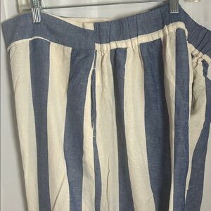 Madewell Blue and Cream Striped Wide Leg Pants